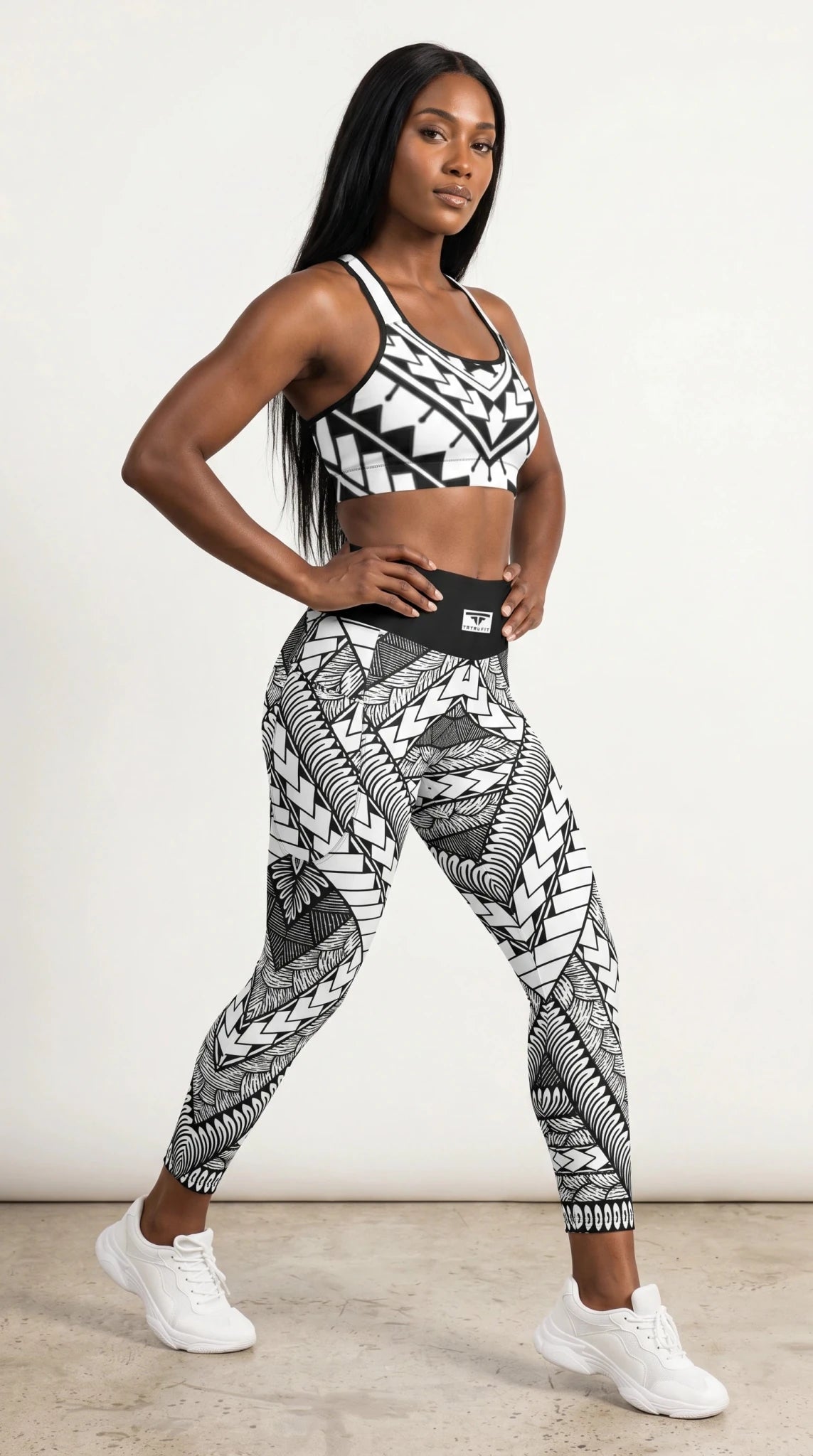 Femme Collection: Mana Leggings - Black/White - Tatau Fit