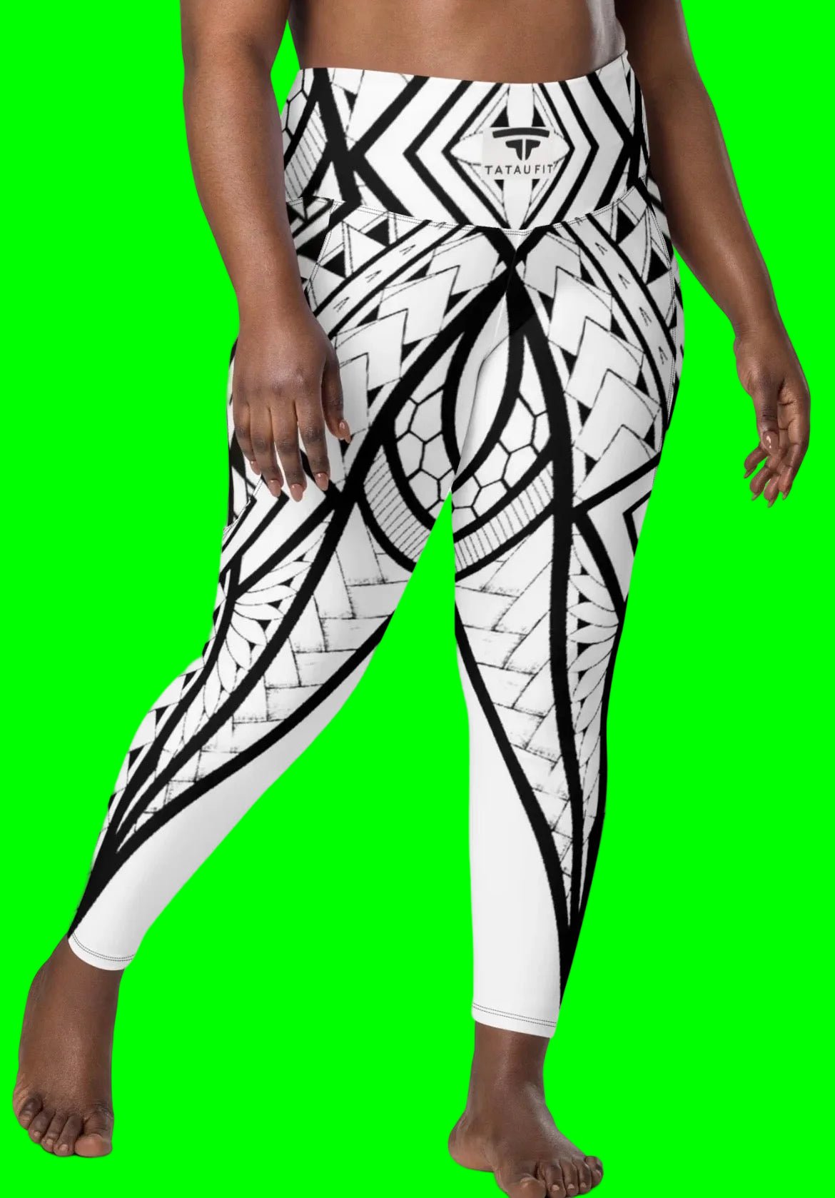 Femme Collection: Fetu Leggings - White/Black - Tatau Fit
