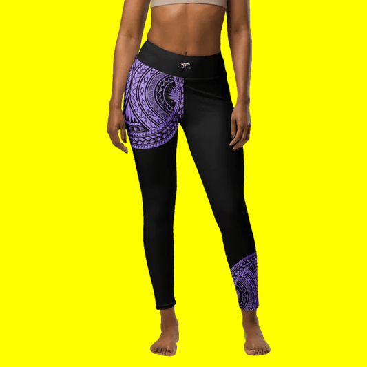Manusina Collection: Alofa Leggings - Black/Purple - Tatau Fit
