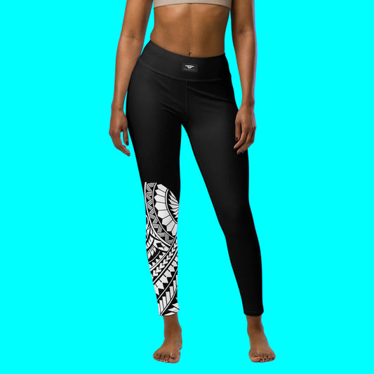Manusina Collection: Fetu Leggings - Black/White - Tatau Fit