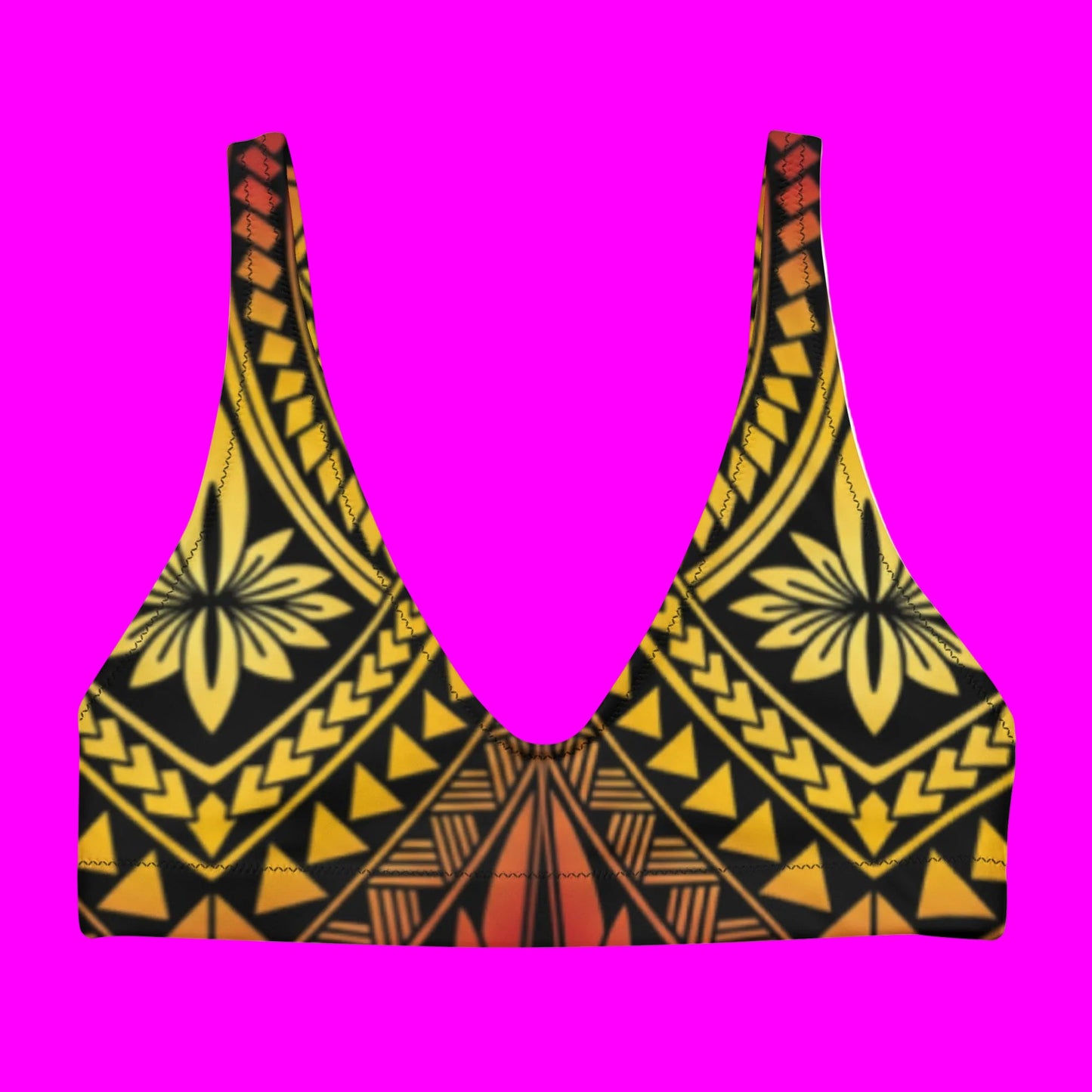 Manusina Collection: Fetu Padded Bikini Top - Yellow/Red - Tatau Fit