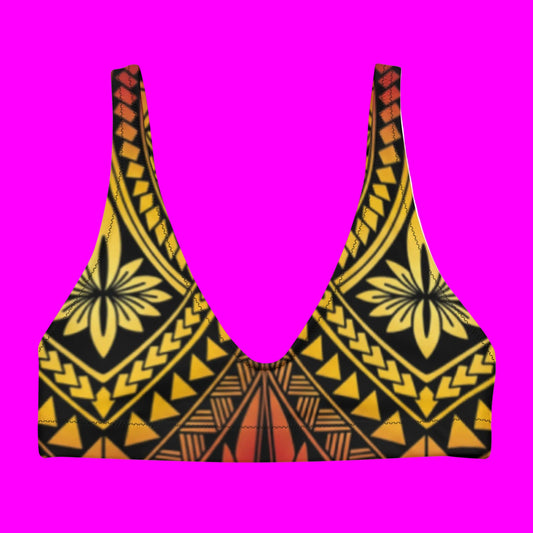Manusina Collection: Fetu Padded Bikini Top - Yellow/Red - Tatau Fit