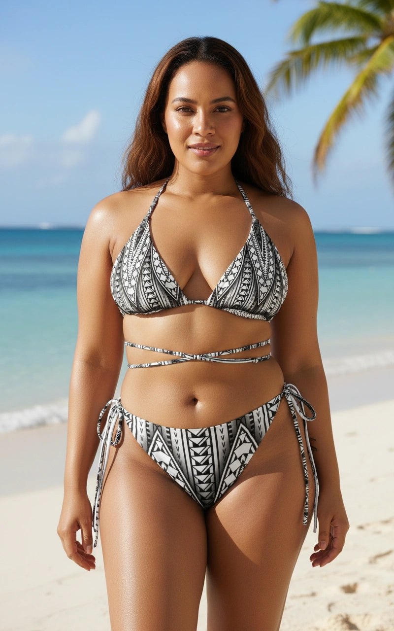 Manusina Collection: Fetu String Bikini - Black/White - Tatau Fit
