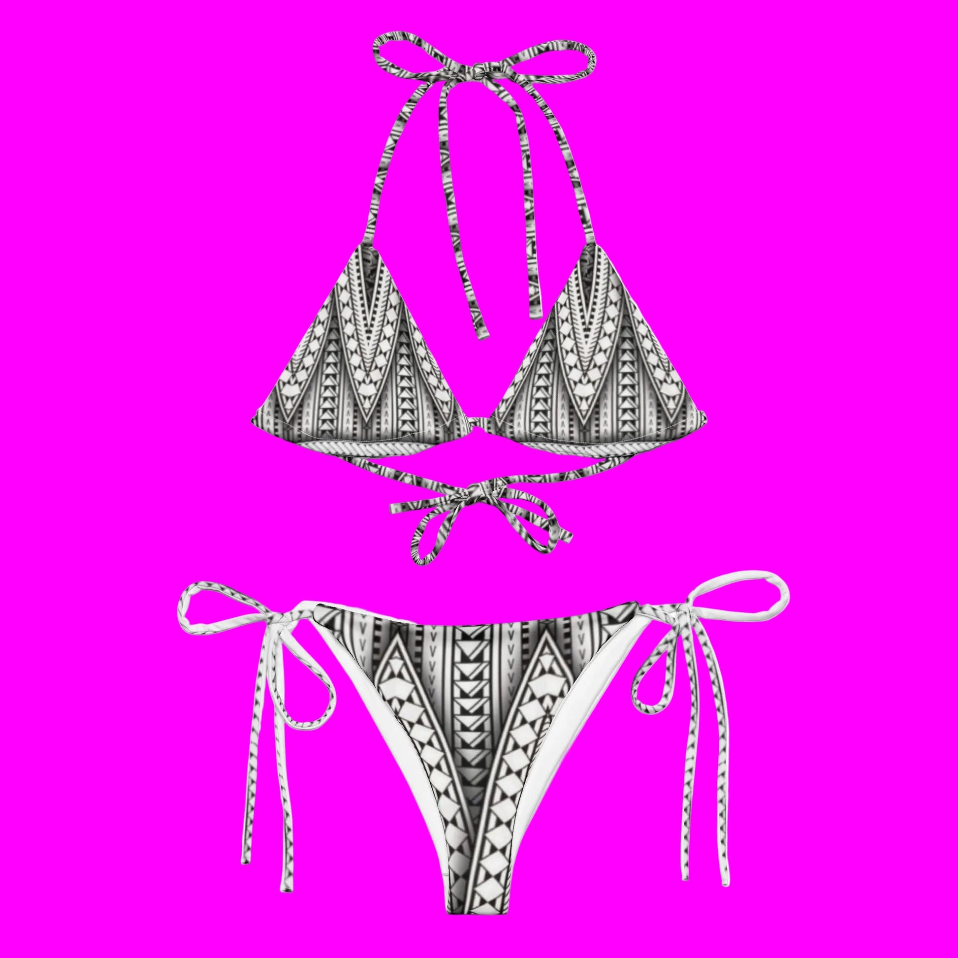 Manusina Collection: Fetu String Bikini - Black/White - Tatau Fit