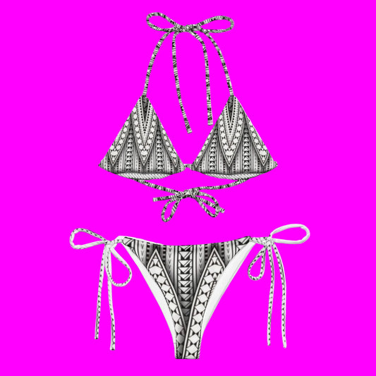 Manusina Collection: Fetu String Bikini - Black/White - Tatau Fit